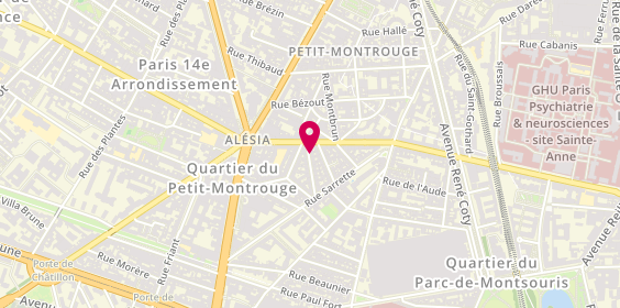 Plan de Sos Serrurier, Vitrier, Electricite, Chauffage, Plombier, 3 Rue Lunain, 75014 Paris